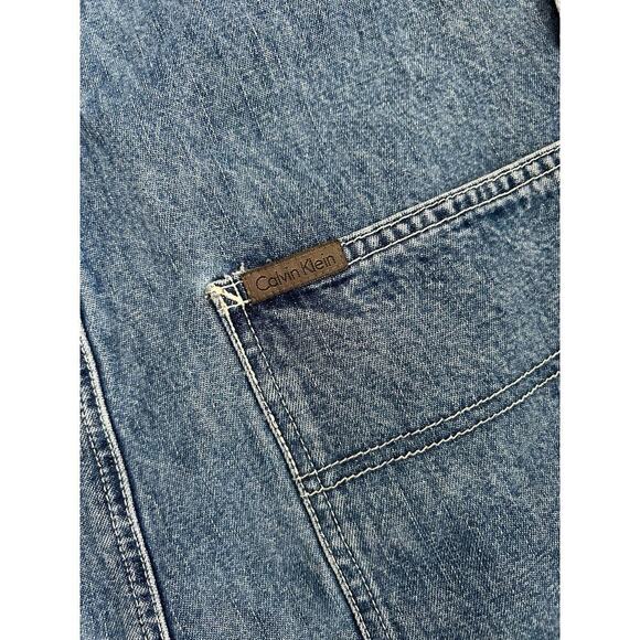 Vintage Y2K Calvin Klein Cropped Denim Carpenter Overalls Women's size Medium - Picture 12 of 15
